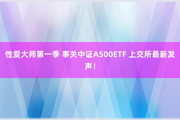 性爱大师第一季 事关中证A500ETF 上交所最新发声！