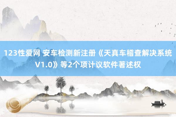 123性爱网 安车检测新注册《天真车稽查解决系统V1.0》等2个项计议软件著述权