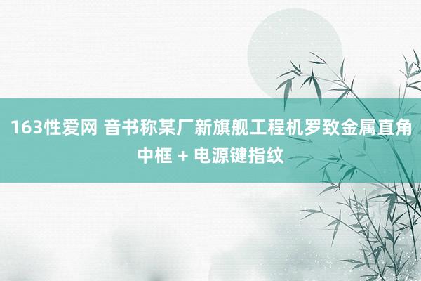 163性爱网 音书称某厂新旗舰工程机罗致金属直角中框 + 电源键指纹