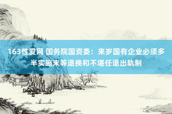 163性爱网 国务院国资委：来岁国有企业必须多半实施末等退换和不堪任退出轨制