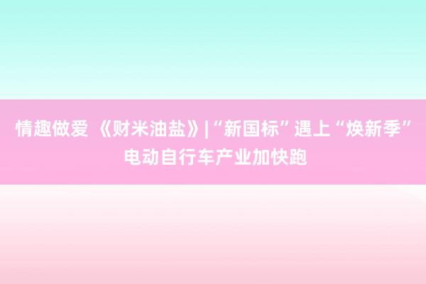 情趣做爱 《财米油盐》|“新国标”遇上“焕新季” 电动自行车产业加快跑