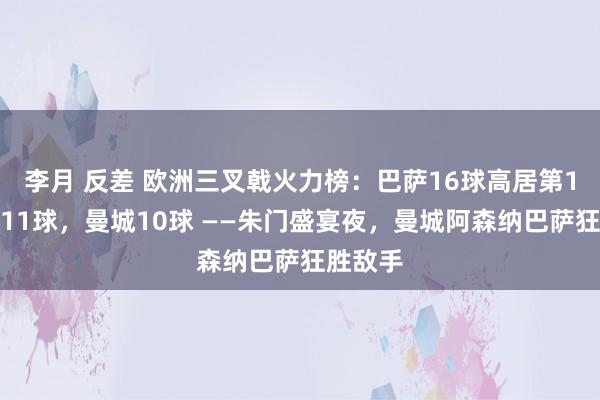 李月 反差 欧洲三叉戟火力榜：巴萨16球高居第1，皇马11球，曼城10球 ——朱门盛宴夜，曼城阿森纳巴萨狂胜敌手