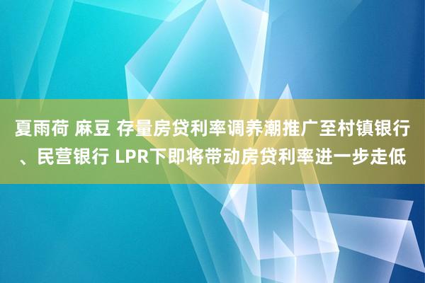 夏雨荷 麻豆 存量房贷利率调养潮推广至村镇银行、民营银行 LPR下即将带动房贷利率进一步走低