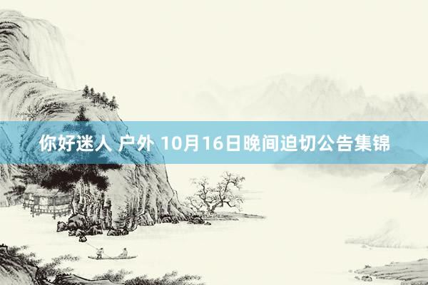 你好迷人 户外 10月16日晚间迫切公告集锦