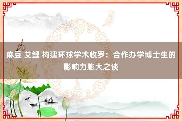 麻豆 艾鲤 构建环球学术收罗：合作办学博士生的影响力膨大之谈