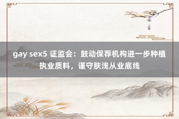 gay sex5 证监会：鼓动保荐机构进一步种植执业质料，谨守肤浅从业底线