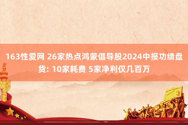 163性爱网 26家热点鸿蒙倡导股2024中报功绩盘货: 10家耗费 5家净利仅几百万