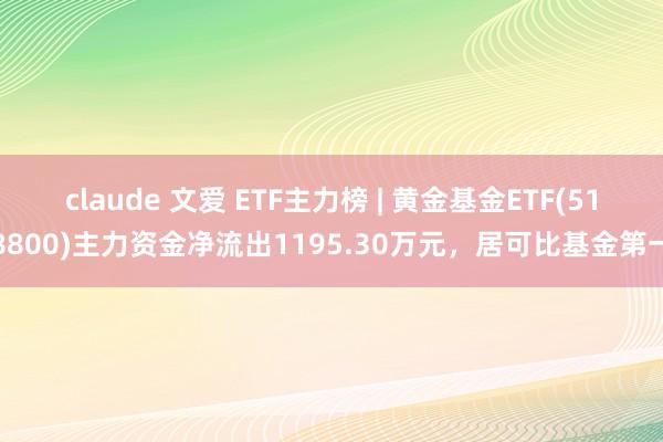 claude 文爱 ETF主力榜 | 黄金基金ETF(518800)主力资金净流出1195.30万元，居可比基金第一