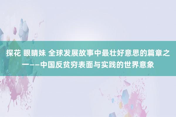 探花 眼睛妹 全球发展故事中最壮好意思的篇章之一——中国反贫穷表面与实践的世界意象