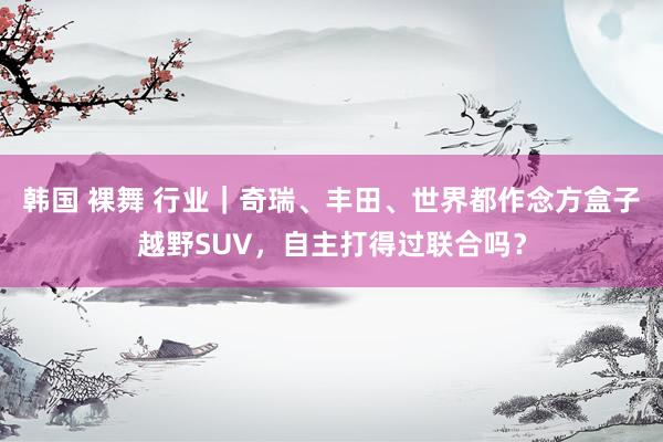 韩国 裸舞 行业｜奇瑞、丰田、世界都作念方盒子越野SUV，自主打得过联合吗？